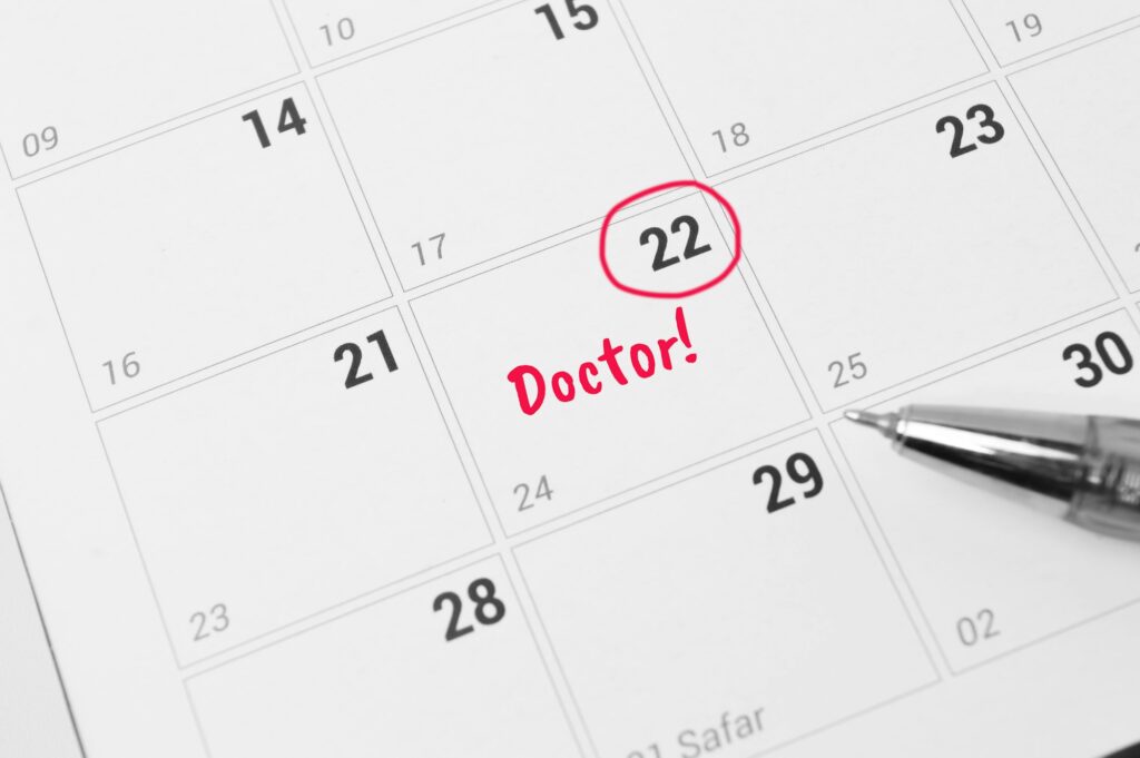 Book and Appointment. Calender with date highlight for doctor appointment.